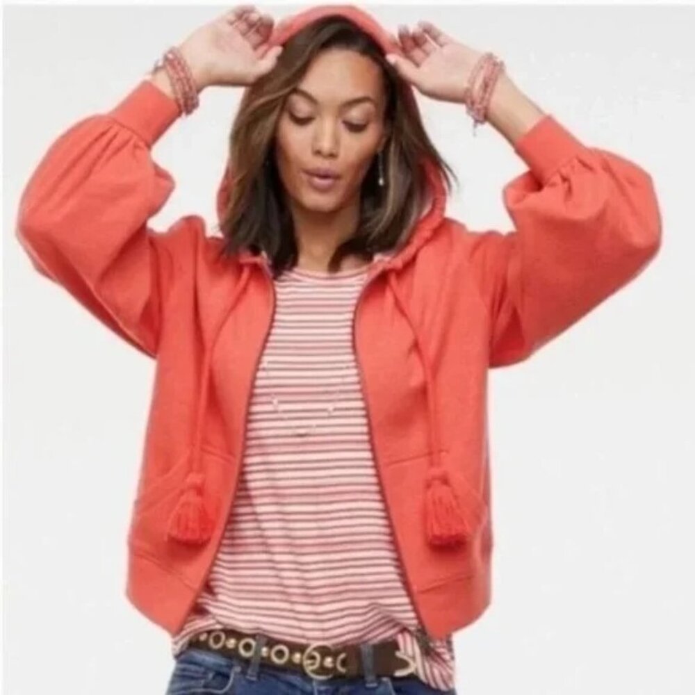 CABI Deluxe Full Zip Hoodie in Tangerine Sz M #5657 EUC